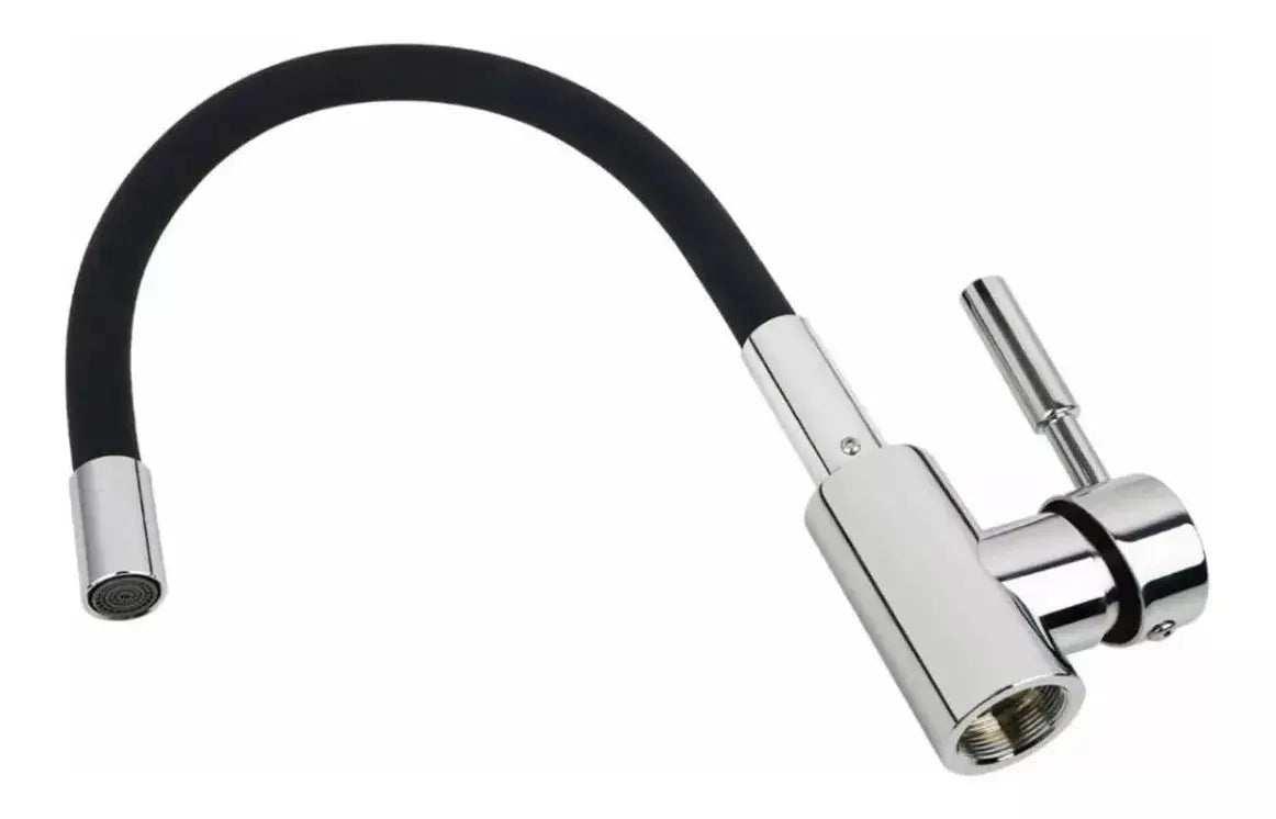 Llave Monomando Snake Cromo Fregadero Negro Cuello Flexible - HIDROFLUD
