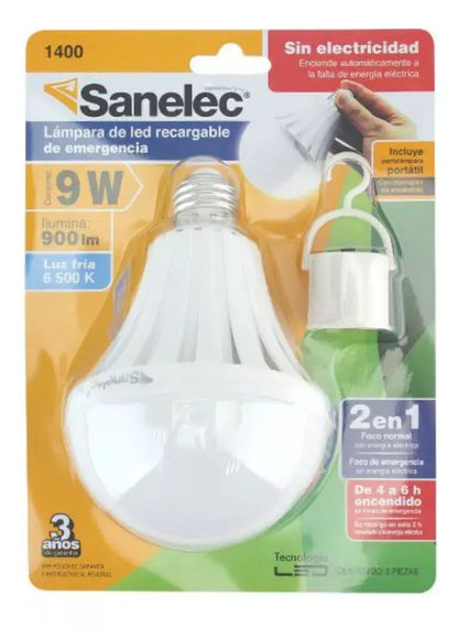 10 Pzs Foco Led Emergencia 9w Sanelec Luz Blanca 900 Lumen - Sanelec - detalle