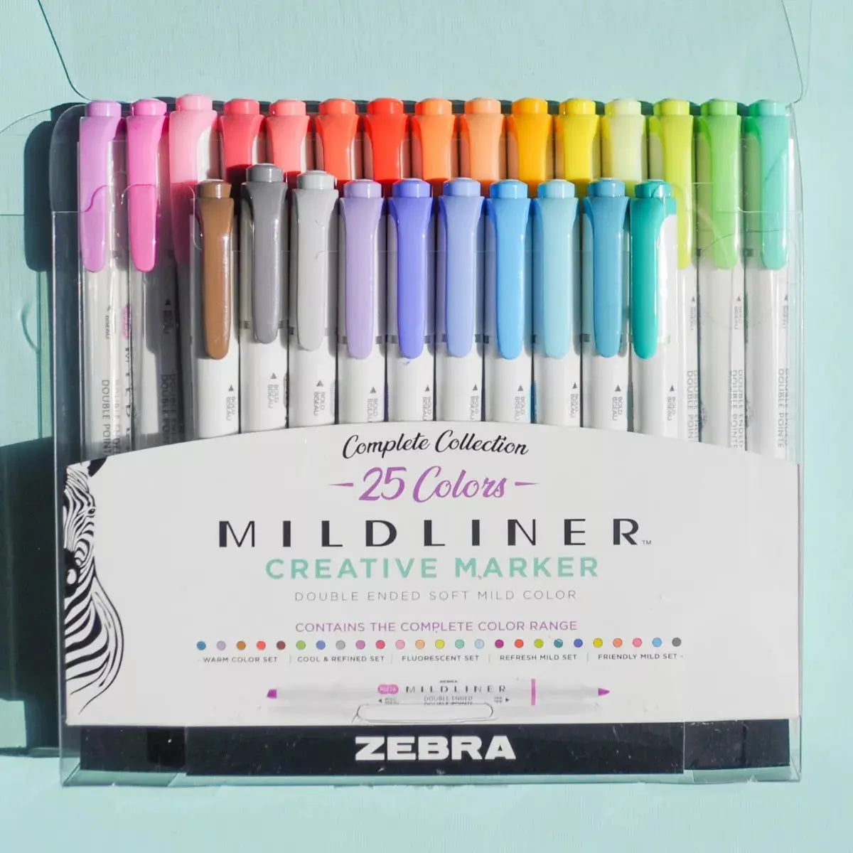 25 Piezas Marcadores Zebra Mildliner Doble Punta Base Agua - Zebra - detalle