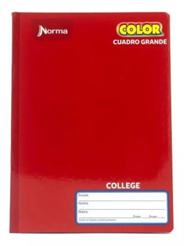 Cuaderno Rojo College 100 Hj Norma Color 360 Cosido Cuadro Grande - Norma - contenido