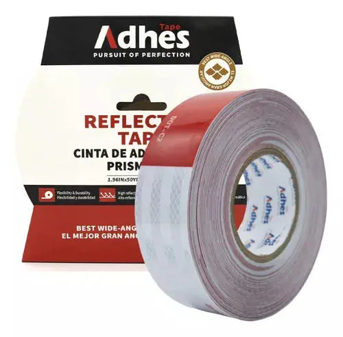 Rollo Cinta Reflejante Barricada Adhes 50mmx45m Rojo Blanco Color Rojo/blanco - ADHES - vista lateral