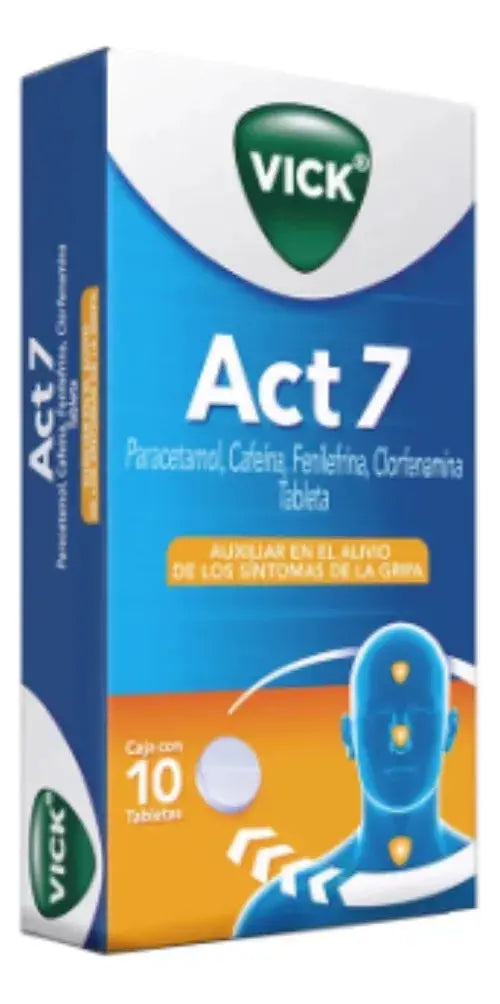 Caja Tabletas Vick Act 7 Auxiliar Alivio Sintomas Gripa - KCTS - detalle