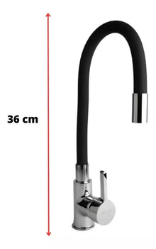 Llave Monomando Snake Cromo Fregadero Negro Cuello Flexible - HIDROFLUD - detalle