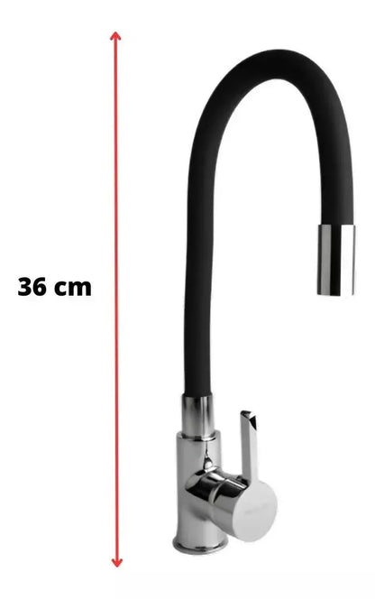 Llave Monomando Snake Cromo Fregadero Negro Cuello Flexible - HIDROFLUD - detalle