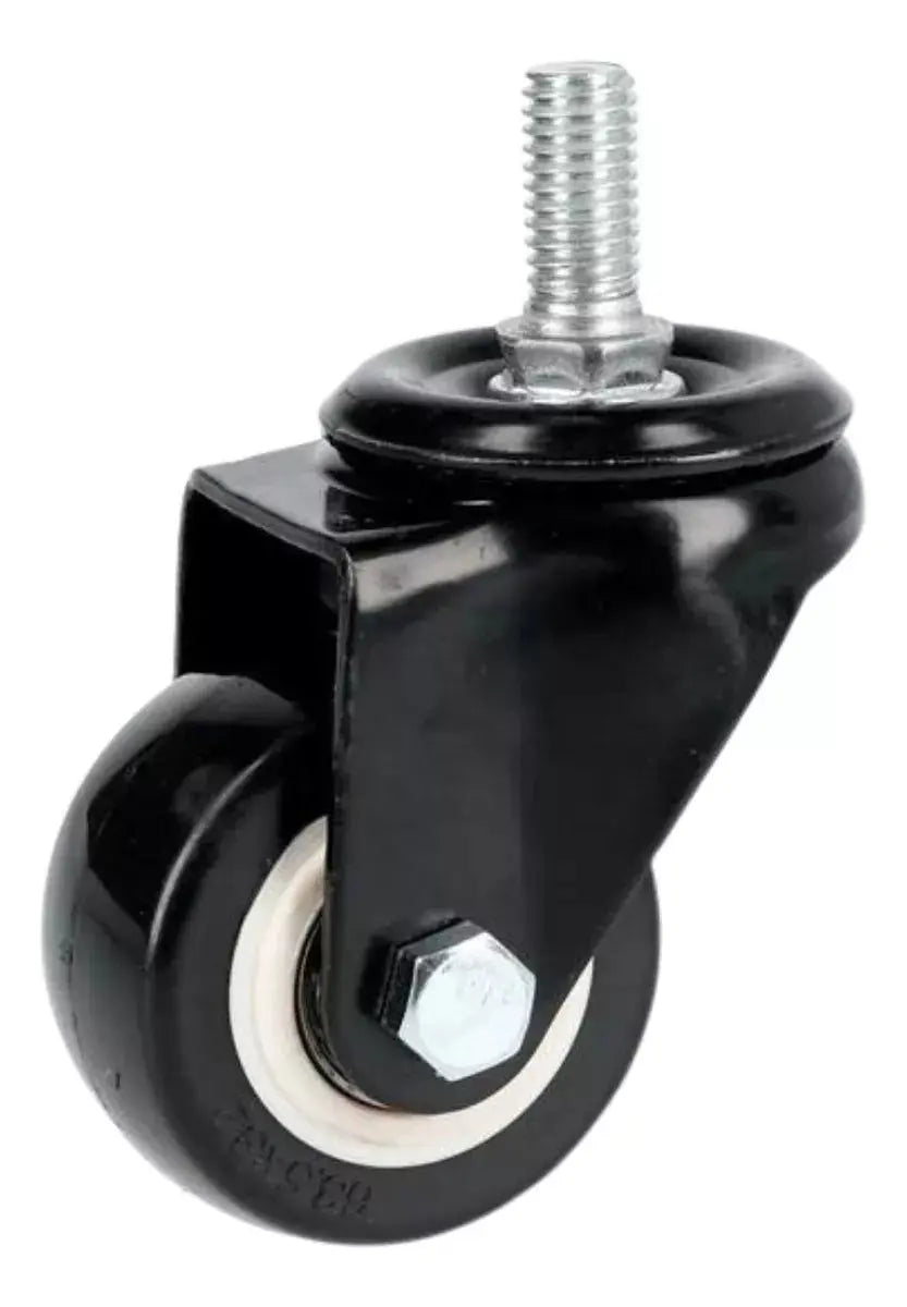 4pz Rueda Pvc Surtek Rodaja Espiga Roscada 2 Negro Llanta - Lock