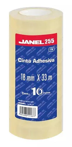 10pz Cinta Adhesiva Janel Transparente 18mmx33m Rollo Chica - Janel