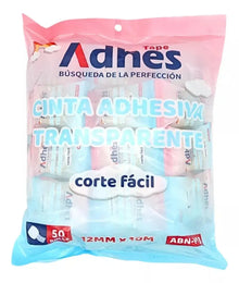 Bolsa 50pzs Cinta Adhesiva Corte Facil Adhes 12mmx10m - ADHES
