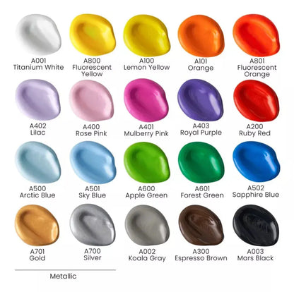 Set 20 Pintura Acrílica Artesanal 60 Ml Colores Arteza - Coveme - detalle