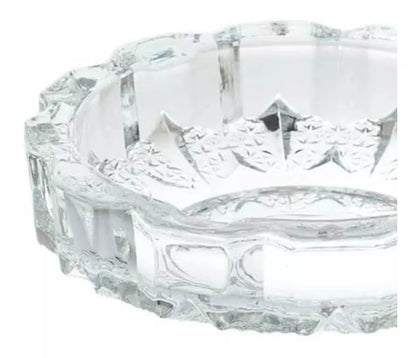 Cenicero Vidrio Redondo Cristal Cortado Labrado Grande - Vittori - empaque