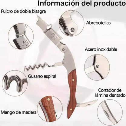 Sacacorchos Profesional Descorchador Destapador Vinos 5 Pzs - KCTS - vista lateral