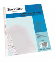 100pz Protectores Hoja Barrilito Tamaño Carta Plastico - Barrilito