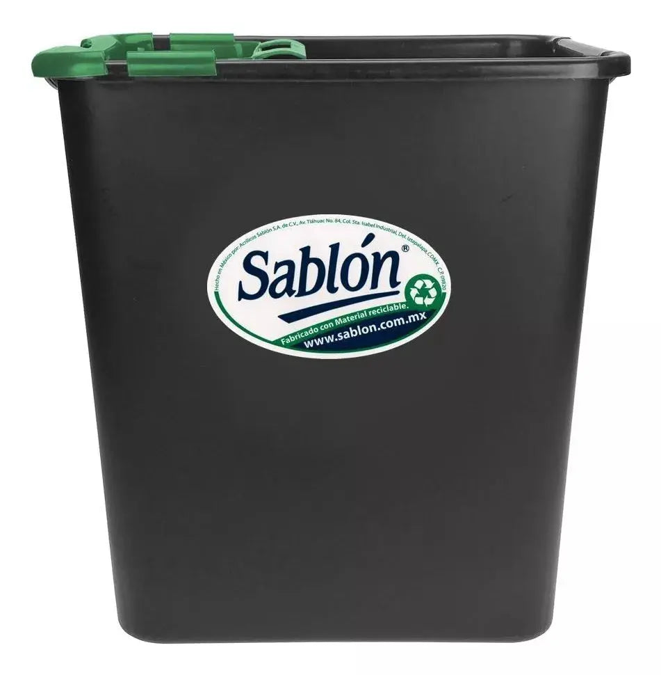 Bote De Basura 17l Negro Con Inserto Para Basura Orgánica - Azor - vista trasera