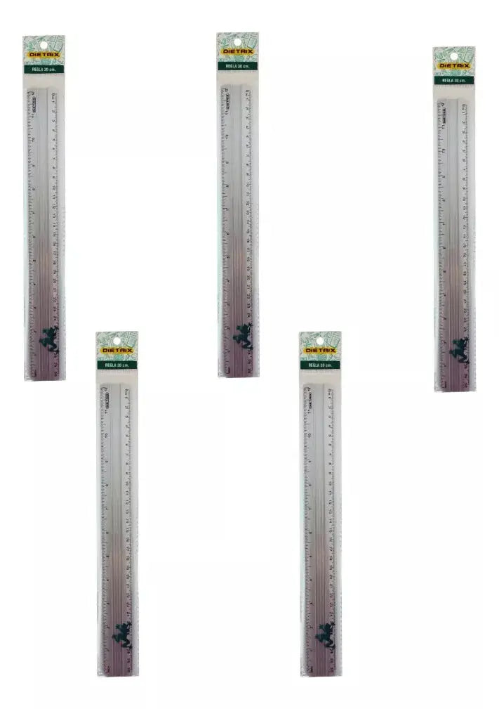 5 Reglas 30cm Aluminio Dietrix Escolar Oficina - Dietrix - detalle