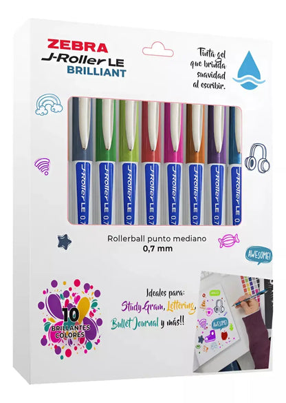 Set 10 Piezas Zebra Boligrafos Gel J-roller Brilliant Color - Zebra