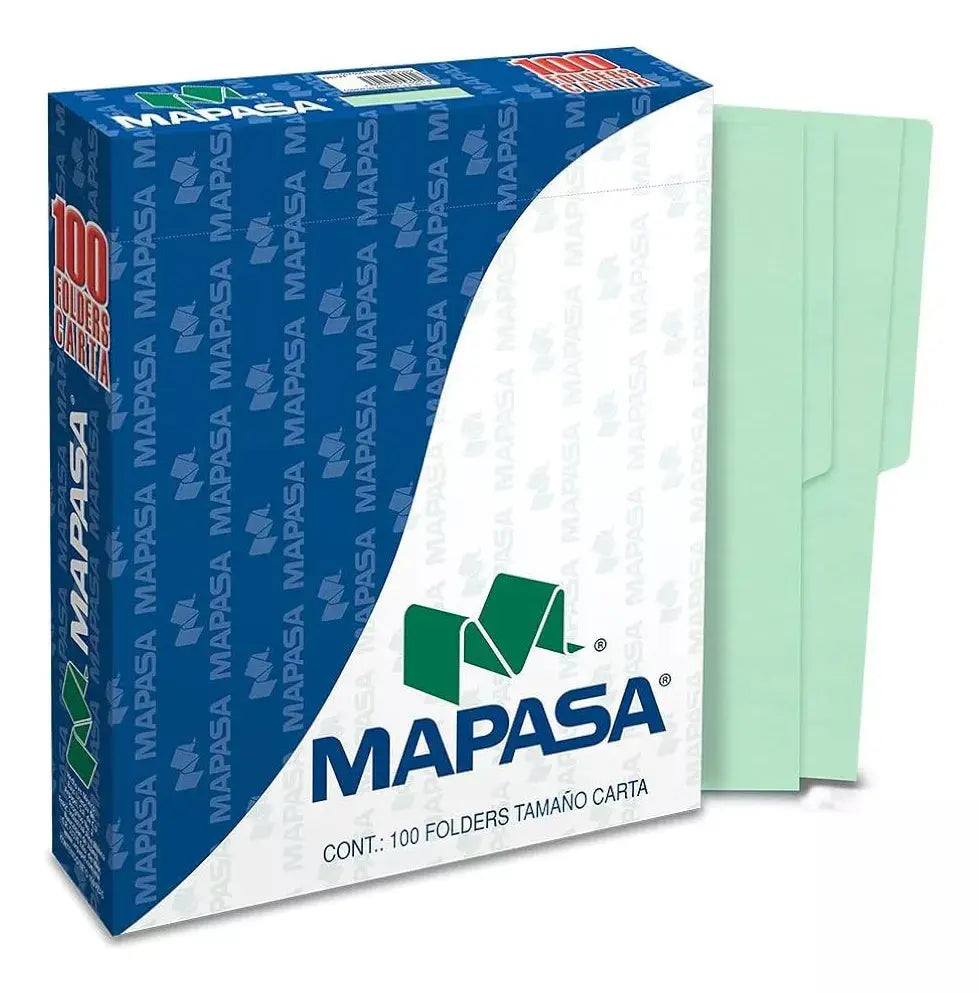 Folder Mapasa Tamaño Carta Color Verde 100pzs Pv0001 - Mapasa - vista lateral