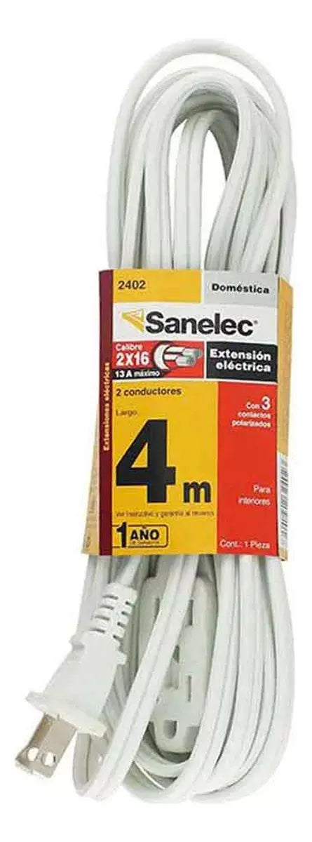 Extensión Blanca Contactos Polarizados 4m Santul Uso General - Sanelec - detalle