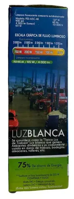 Foco Ahorrador Aksi 65W (Ilumina 250W) - Luz Blanca 127v - Aksi