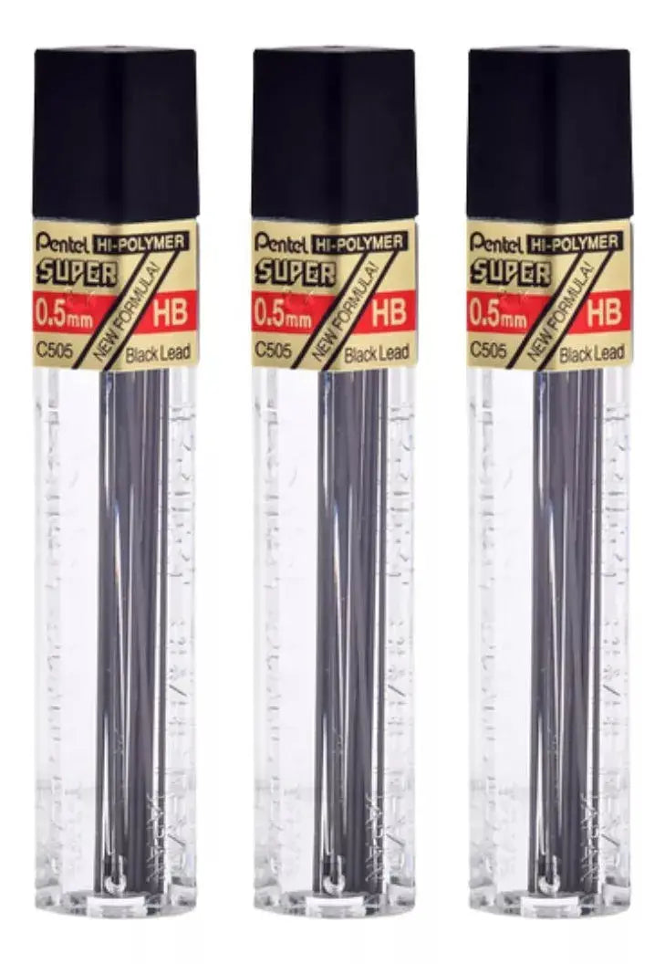 3 Minas Puntillas Lapicero Pentel Super Hi-polymer 0.5mm - Pentel - empaque