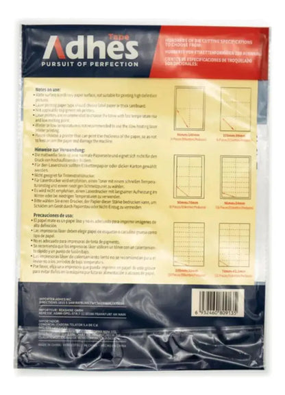 Papel Adhesivo Para Impresión Adhes Blanco Térmico 25 Hojas - ADHES - empaque