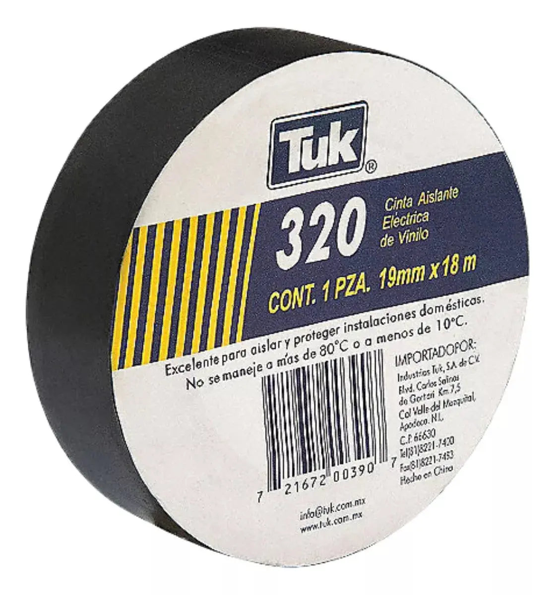 Cinta Aislante Electrica Vinilo Tuk 19mm X 18m Color Negro - Tuck