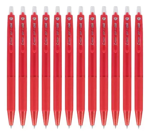 Caja 12 Bolígrafos Pilot Plumas Bp1 Rt Retráctil Punto Fino Color De La Tinta Color Color Del Exterior Rojo - Pilot - vista lateral