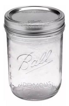 24 Mason Jars Ball 16oz Boca Ancha Tapa/popote Frasco - marchante.shop - vista lateral