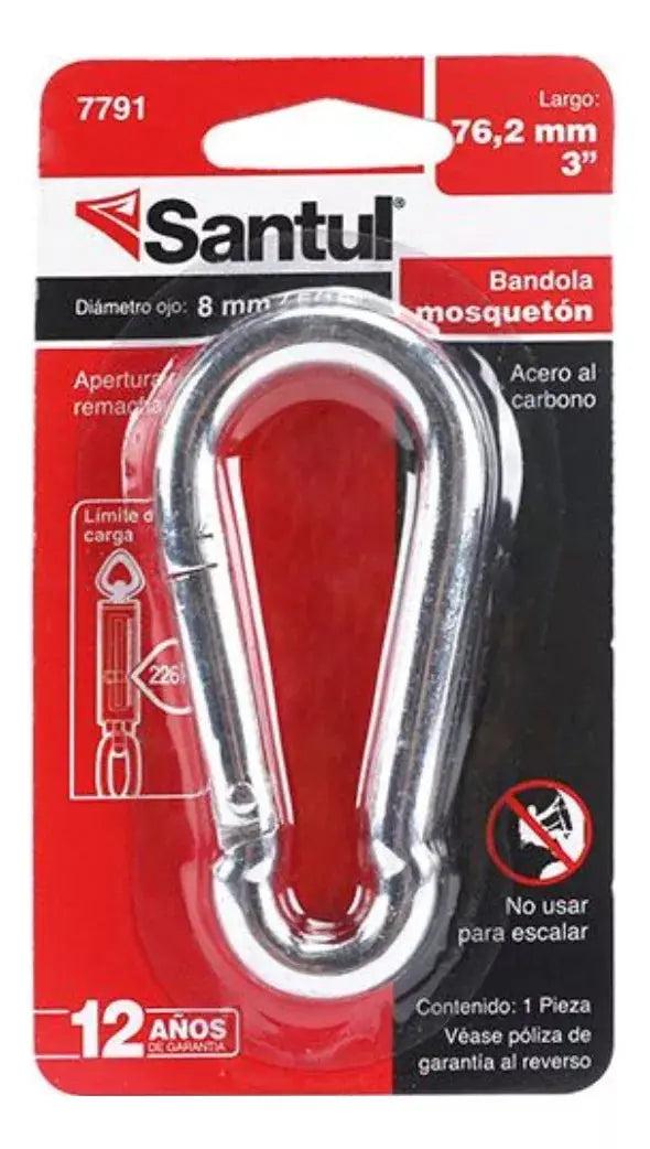 Bandola Mosquetón Acero Santul Carga Trabajo 226kg - Santul - vista lateral