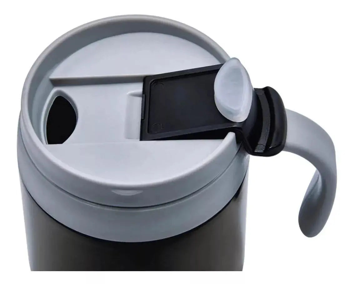 Taza Termo 350ml Negro Plastico Y Acero Inoxidable - Promoopcion - detalle