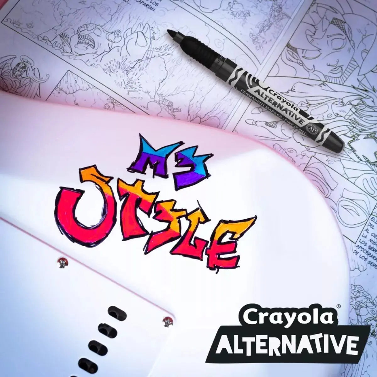 2 Marcadores Permanente Alternative Crayola Punta Fina Negro - Crayola - vista lateral