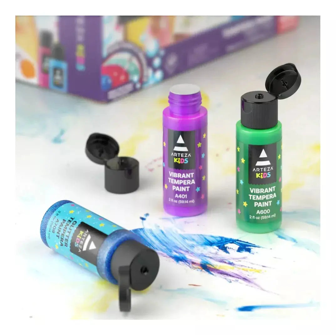 Set 32 Pinturas 260ml Colores Premium Arteza Tempera Niños - Arteza - empaque