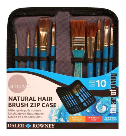 Pinceles Pelo Natural Daler Rowney Acuarela Oleo Acrílico 10 Piezas - daler rowney - empaque