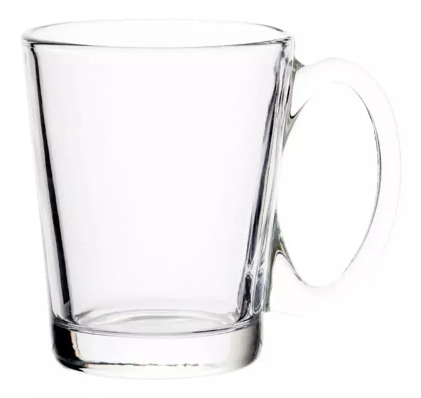 Set 6 Tazas Café Té Conica Lisa Vidrio Mayoreo 240ml - Vittori - detalle