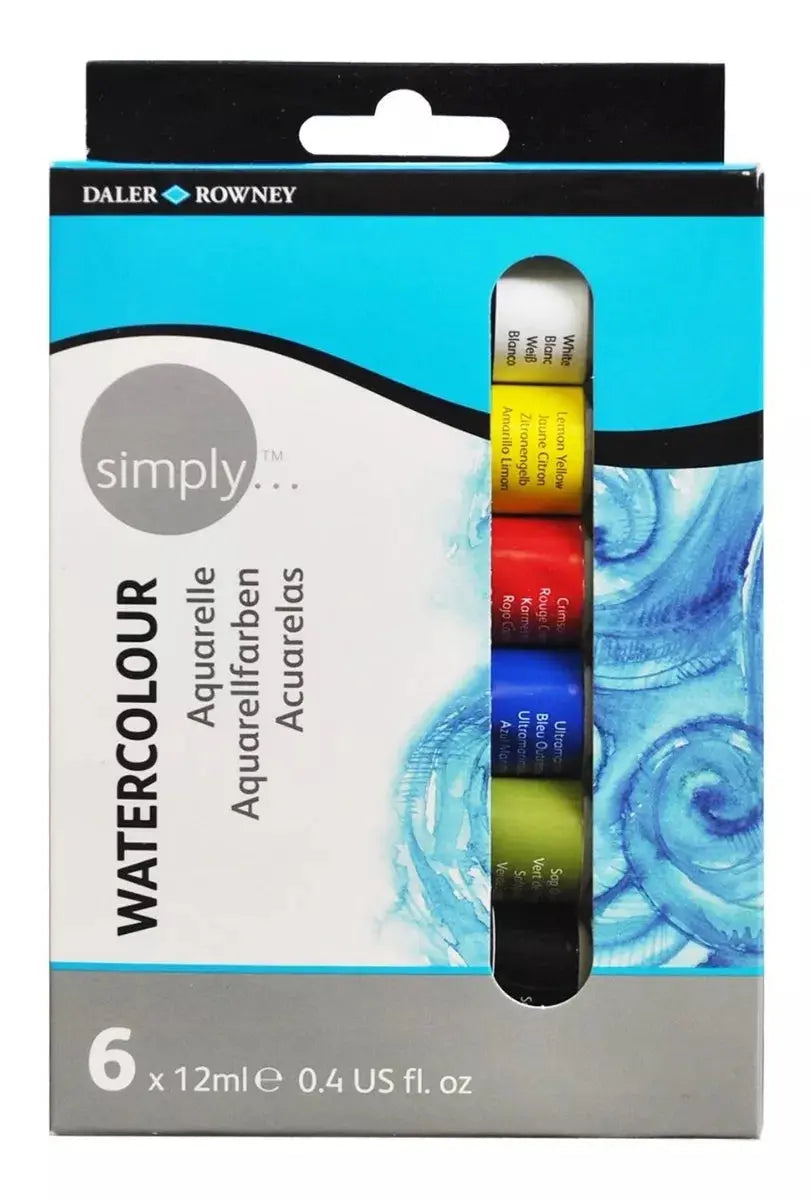 Pintura Acuarela Daler Rowney Simply 6 Colores Tubo 12ml - daler rowney - vista lateral