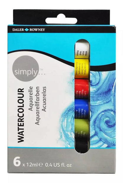 Pintura Acuarela Daler Rowney Simply 6 Colores Tubo 12ml - daler rowney - vista lateral