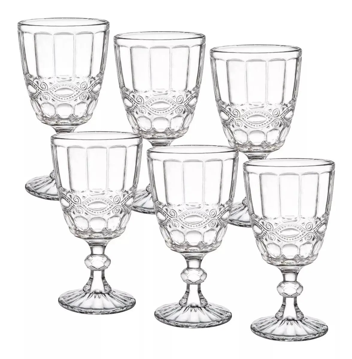 6 Copas Vino Tinto Blanco Vidrio Cortado Cristal Diamante - Vittori - vista trasera