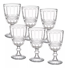 6 Copas Vino Tinto Blanco Vidrio Cortado Cristal Diamante - Vittori - vista trasera