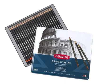 Lápices Dibujo 24 Piezas Derwent Grafito Graphic 9b - 9h - marchante.shop