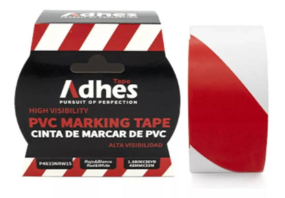 Cinta Delimitadora Adhesiva Pvc Adhes 4.8cmx33m Blanca/Rojo - ADHES