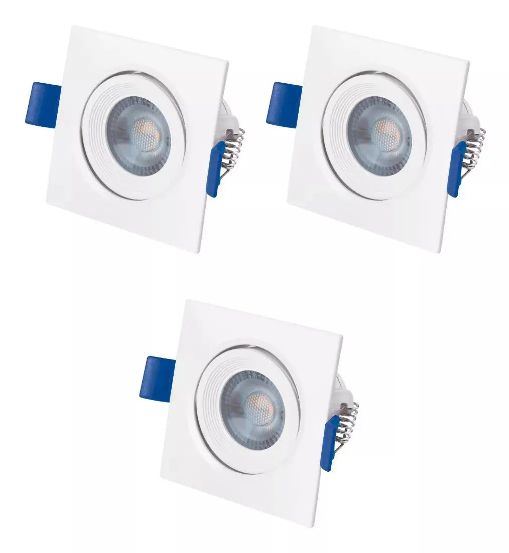 3pz Luminario Cuadrado Empotrable Aksi 3w Luz Blanca - Aksi - empaque