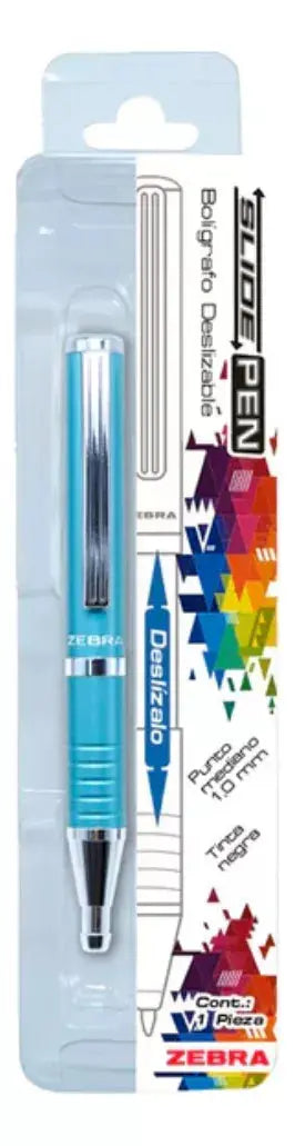Pluma Slide Pen Zebra Punto Mediano Color Azul Claro - Zebra - vista lateral