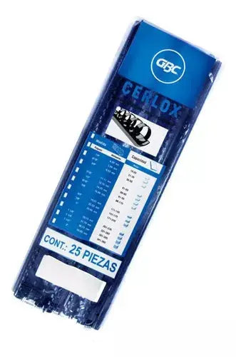 25 Arillos Plastico Engargolar Gbc 9/16 Negro 95 Hojas - ACCO - vista lateral