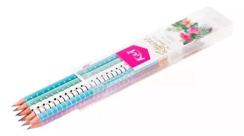 10 Lapices Grafito Kiut Hb #2 Exterior Pastel Redondos Goma - KIUT - vista lateral