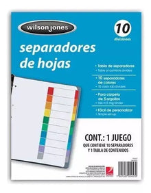 Separador Acco 10 Divisiones Sin Numeracion Cejas Color - ACCO - empaque