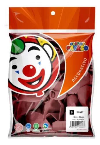 50pz Globos Payaso Vintage N°9 Decoracion Retro Velvet - GLOBO PAYASO - empaque