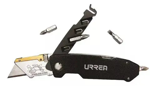 Navaja Utilitaria Abatible Urrea Puntas 7-1/4'' Color Negro - Lock - vista lateral