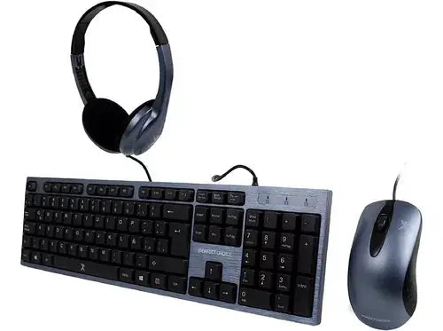 Kit Teclado Mouse Audifonos Diadema Microfono Perfect Choice - Perfect Choice - empaque
