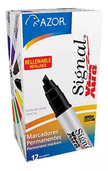 Marcador Azor Permanente Grueso Rellenable Signal Xtra 12 Piezas Elige Color Rojo - Azor - detalle