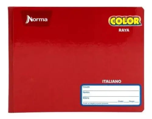 Cuaderno Forma Italiano 100 Hojas Norma Color Cosido Raya Rojo - Norma - detalle