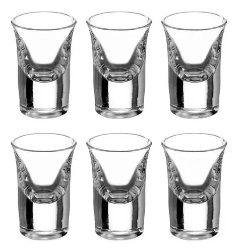 6 Vasos Tequileros Shot Conico 10ml Caballito Transparente - Vittori - vista lateral