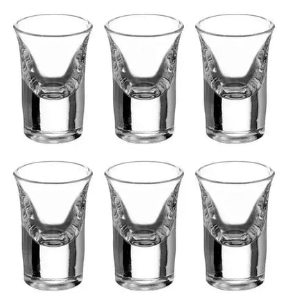6 Vasos Tequileros Shot Conico 10ml Caballito Transparente - Vittori - vista lateral